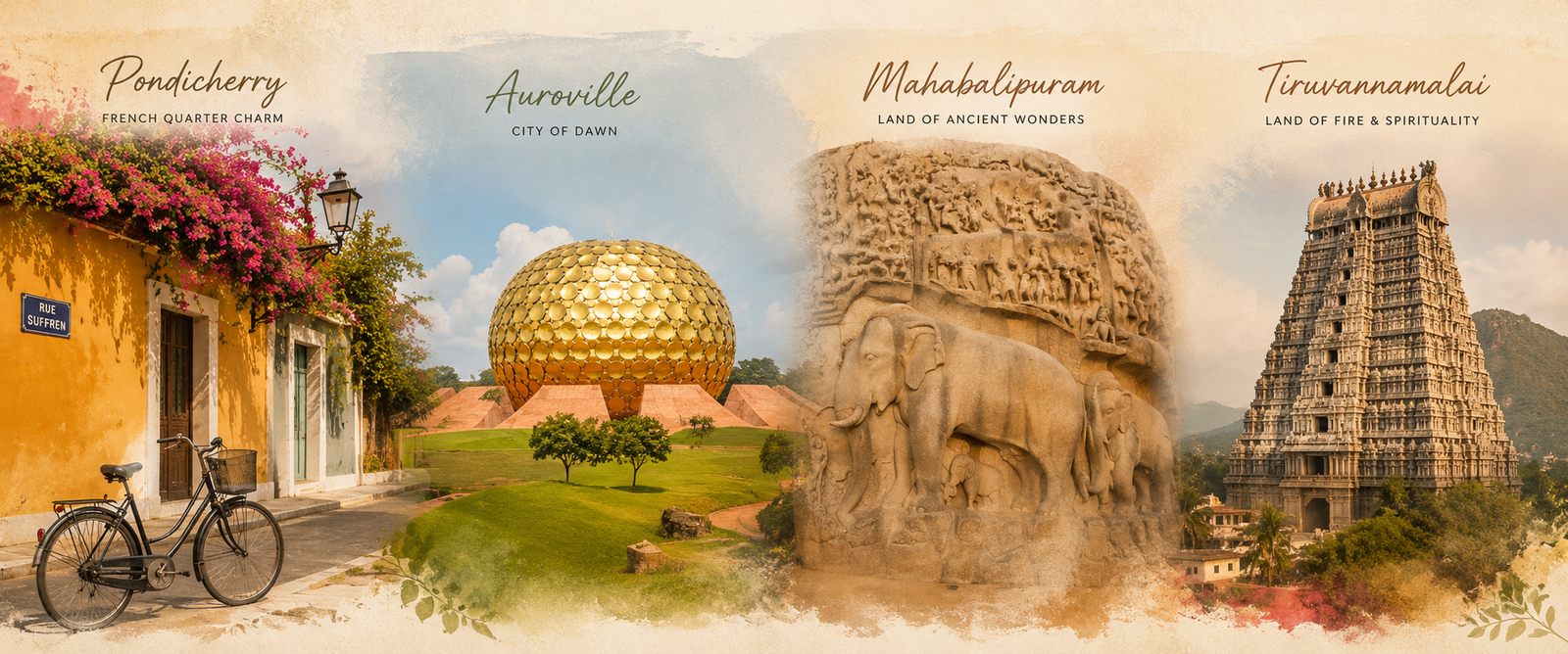South India Tour - Auroville, Pondicherry, Tiruvannamalai, Mahabalipuram